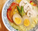 鶏ハムのせ！あっさり塩とんこつラーメン作り方5写真