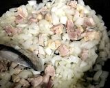 モロヘイヤと玉ねぎと鶏肉のスープ作り方2写真