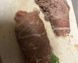牛薄切り肉のチーズ🧀ルッコラ🥬巻き作り方2写真