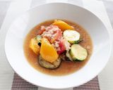 レンジで!鶏ひき肉と夏野菜の具沢山スープ作り方5写真