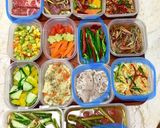 ズボラで愛♡温野菜＋ナスのミゾレ炒め弁当作り方1写真
