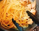 水菜と鶏もも肉の和風パスタ作り方6写真
