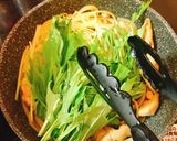 水菜と鶏もも肉の和風パスタ作り方7写真