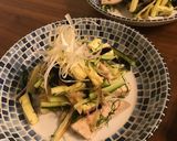 水茄子と和香草と鶏ムネ肉のサラダ作り方1写真