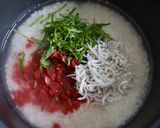 大葉とカリカリ梅、しらすの炊き込みご飯作り方3写真