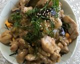 なすと鶏肉の青じそ梅肉だれ風味ふわ卵丼☆作り方8写真