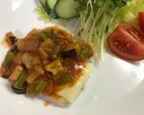 ワンフライパン♬かじきソテー夏野菜ソース作り方6写真
