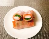お弁当にベーコンのほうれん草&カニカマ巻作り方4写真