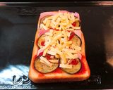 サラダポークと茄子でチーズトースト作り方3写真