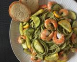 海老とズッキーニのジェノバソースパスタ作り方4写真