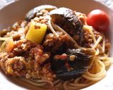 茄子ズッキーニ夏野菜のミートソースパスタ作り方4写真
