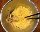混ぜるだけ☆さばの水煮缶と塩昆布のパスタ作り方3写真