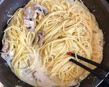 濃厚☆塩豚とほうれん草のクリームパスタ作り方6写真