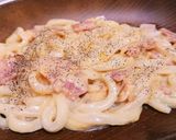 コーンスープの素でカルボナーラうどん♪作り方5写真