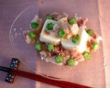 ダイエット！オクラと鯨スジポンお花畑冷奴作り方3写真