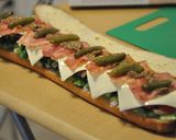 野菜とベーコンチーズのバケットサンド作り方1写真
