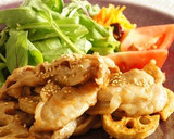豚肉とれんこんのオイマヨ焼き作り方5写真