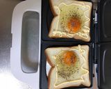 パン耳ごとベーコンエッグのホットサンド作り方2写真