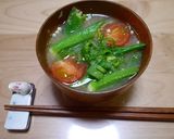 たたきオクラとミニトマトの味噌汁作り方4写真