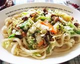 キャベツとなめこのねぎ塩うどん作り方4写真