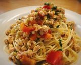 パクチーと鶏挽肉のフレッシュトマトパスタ作り方10写真