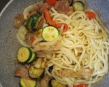 醤油麹で簡単☆たっぷり夏野菜の焼うどん作り方6写真