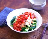 花椒トマトポン酢タレでささみきゅうり和え作り方13写真