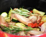 ストウブ鍋★手羽先と夏野菜のトマト煮込み作り方4写真