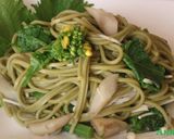 菜の花とゴボウの茶そば－からし味噌風味－作り方4写真