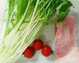 レンチン♥ベーコンと水菜のカレー焼きそば作り方1写真