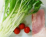 レンチン♥ベーコンと水菜のカレー焼きそば作り方1写真