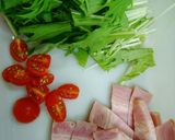 レンチン♥ベーコンと水菜のカレー焼きそば作り方2写真