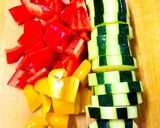 糖質オフ☆夏野菜とサラダチキンのチーズ焼作り方1写真