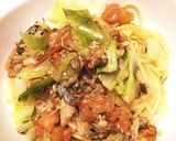 鯖缶とトマトとキャベツのオイルパスタ作り方5写真