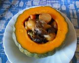 ｶﾎﾞﾁｬの肉じゃが詰め蒸し作り方4写真