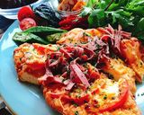 CHIZZA風☆鶏もも唐揚げの生ハムピザ作り方12写真
