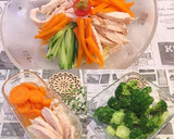 枝豆ゆかり玄米ご飯と蒸し鶏のお弁当 夏作り方1写真