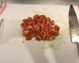 春菊とトマトとアボカドのわさびマヨサラダ作り方1写真