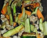 鶏ひき肉と夏野菜のみそ炒め作り方3写真