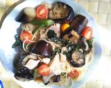ナスとツルムラサキの柚子胡椒パスタ作り方4写真