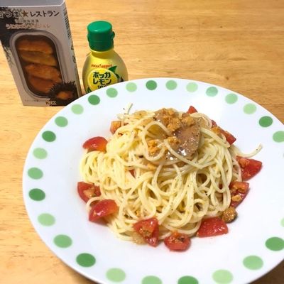 缶つま うにのコンソメジュレで冷製パスタ by yuhinamama