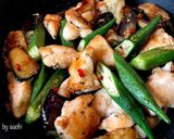 鶏むね肉となすとオクラのピリ辛炒め作り方8写真