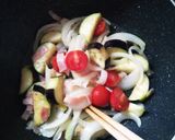 簡単！野菜とベーコンのチーズ玉子ご飯作り方2写真