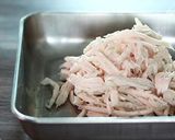 中華粥と裂った鶏肉作り方10写真
