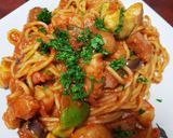 エビとアボカドのトマトソースパスタ！作り方6写真