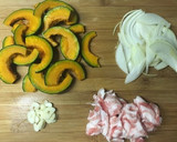 かぼちゃと豚肉の☆オイスターソース炒め作り方1写真