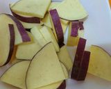 さつまいもとレンコンの塩昆布炊き込みご飯作り方1写真