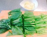 超簡単！小松菜のにんにく炒め作り方1写真
