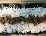 みずの実と焼き椎茸の細巻き　あて巻き作り方3写真