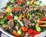 夏野菜と牛肉でそうめんチャンプルー作り方5写真